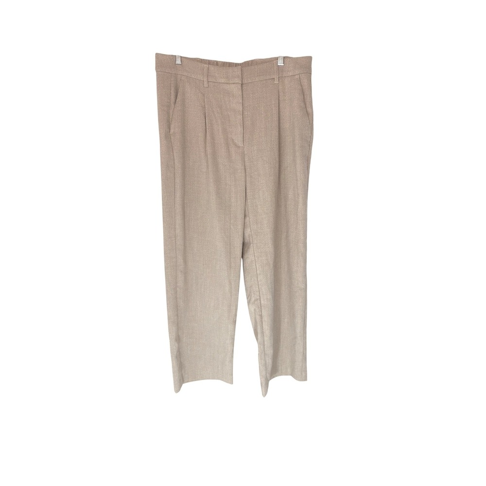 Old Navy Womens Tan Herringbone High Waisted Pleated Trousers Large Business